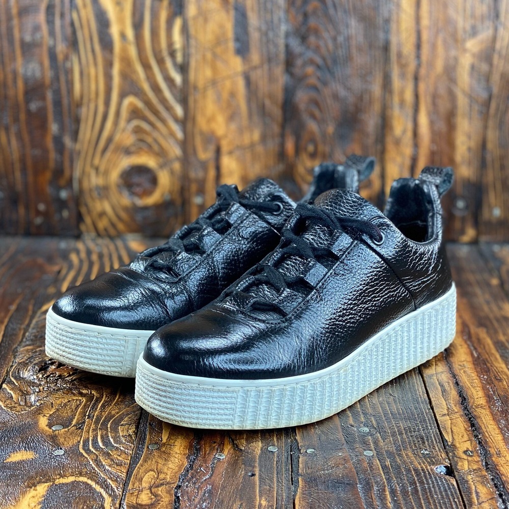 Samsoe & Samsoe Women Black Leather Low Top Sneaker Size EU 37 / US 7‎
